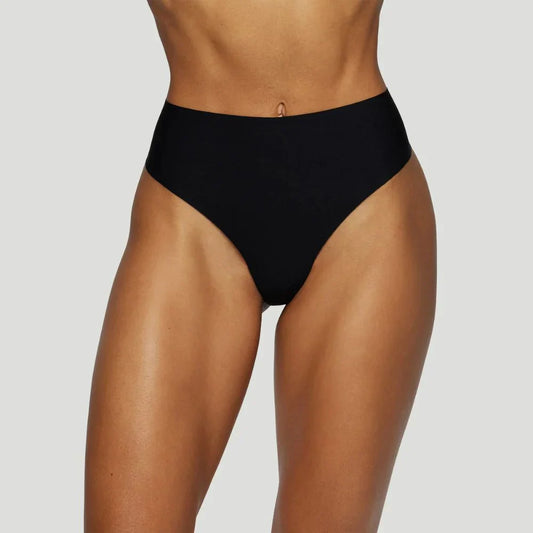 High-waisted thong black (Set of 3)