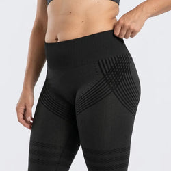 The raised knit across the glute and outer thigh