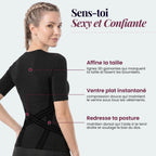 Three features of the 3D Sculpting T-Shirt: waist, midsection and posture