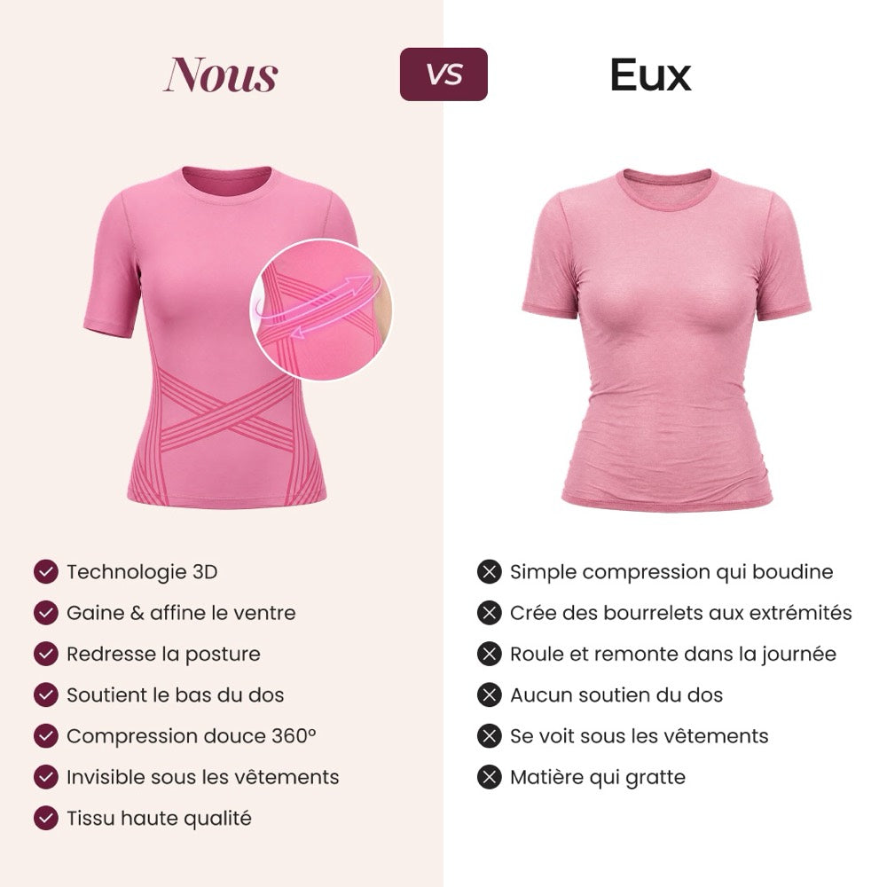 The Leonie & Co 3D Sculpting T-Shirt compared with an ordinary compression top