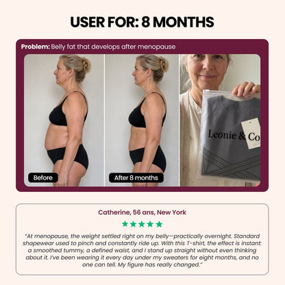 Customer review: Catherine, 56, New York, after eight months wearing the 3D Sculpting T-Shirt