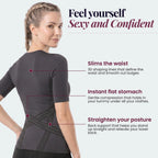 Three features of the 3D Sculpting T-Shirt: waist, midsection and posture