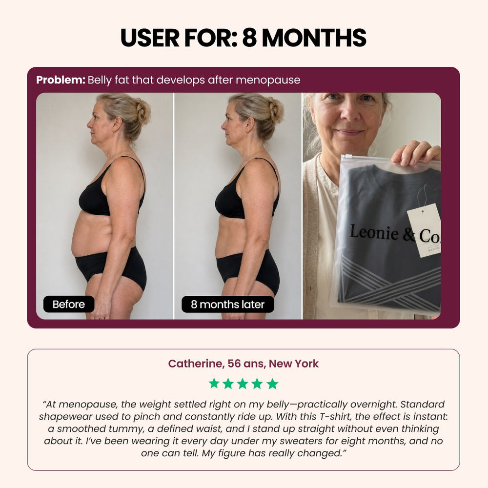 Customer review: Catherine, 56, New York, after eight months wearing the 3D Sculpting T-Shirt