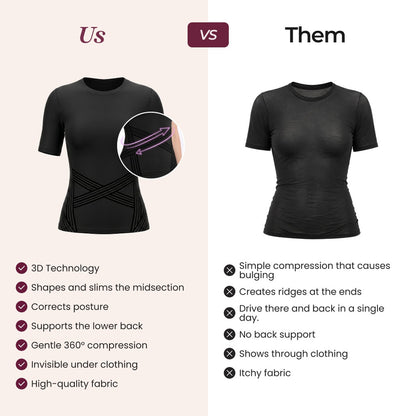 The Leonie & Co 3D Sculpting T-Shirt compared with an ordinary compression top