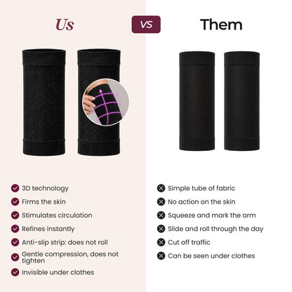 The Leonie & Co 3D Sculpting Arm Sleeves compared with an ordinary compression top