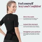 Three features of the 3D Sculpting T-Shirt: waist, midsection and posture
