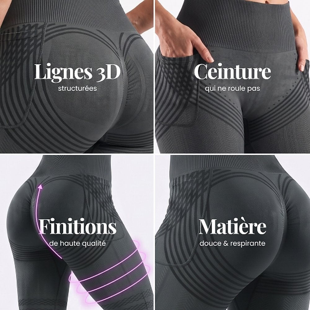 3D Pocket Legging, Dark Gray, 3D Lines