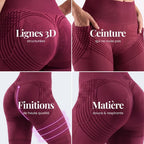 3D Pocket Legging, Wine Red, 3D Lines