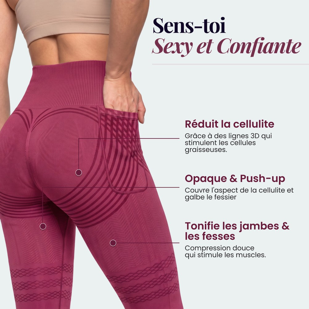 3D Pocket Legging, Wine Red, Feel Sexy