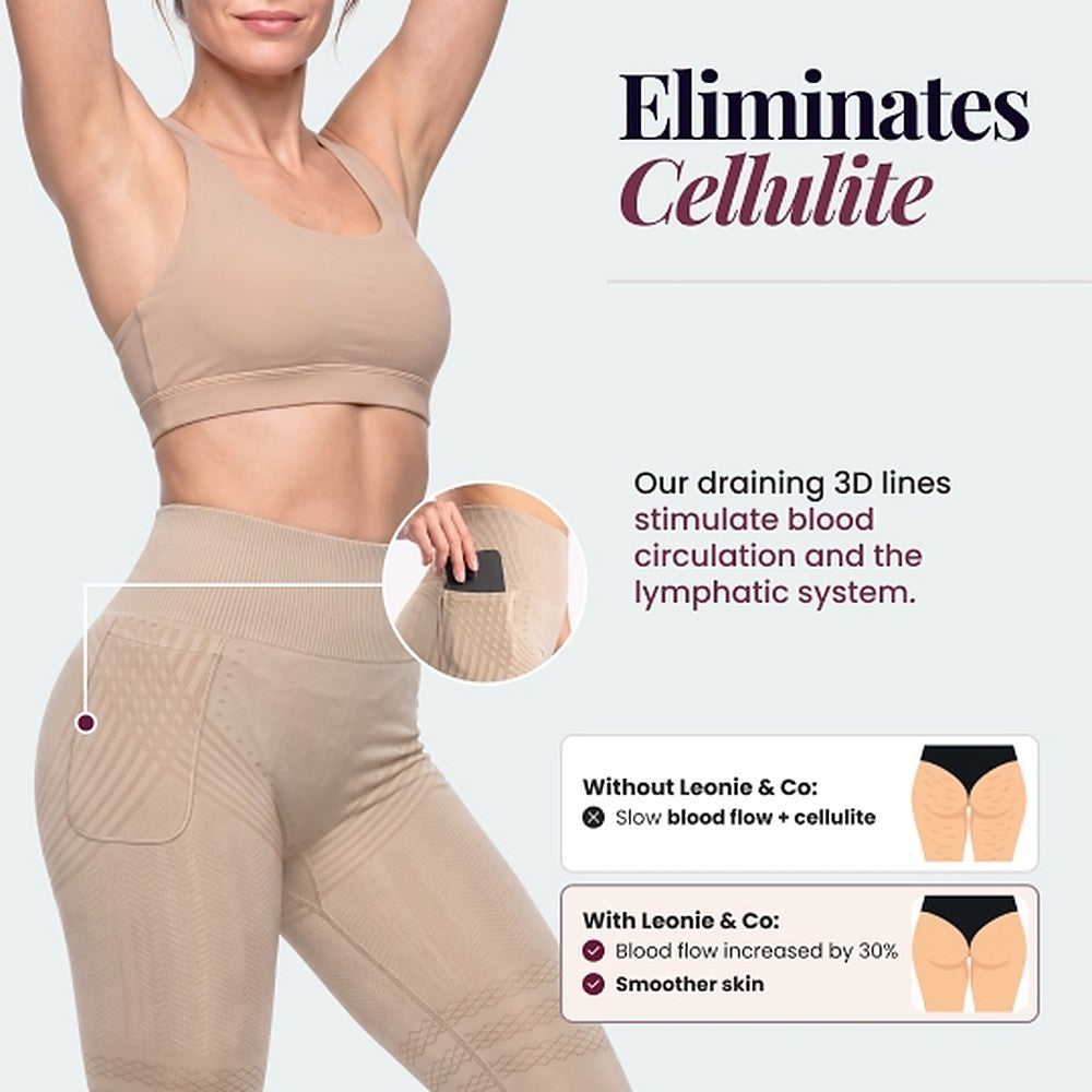 3D Pocket Legging, Beige, Eliminates Cellulite