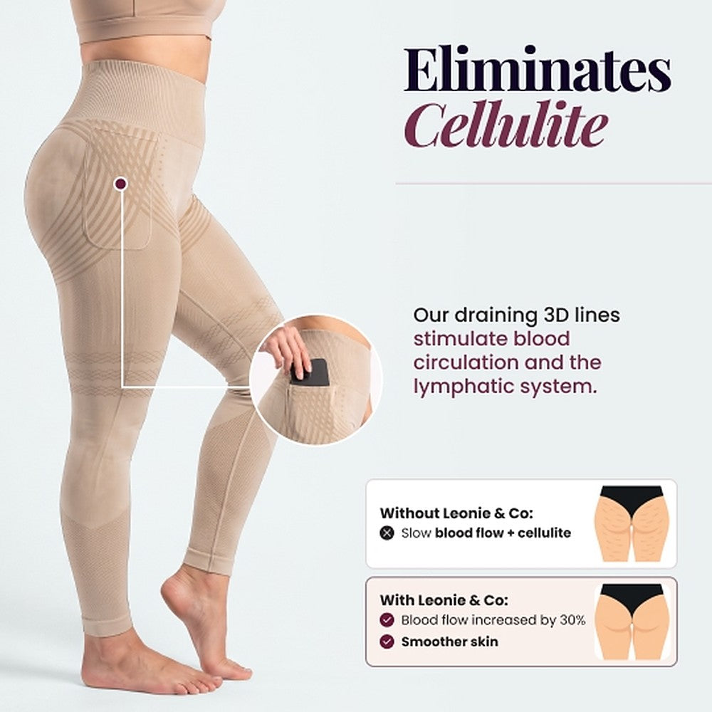 3D Pocket Legging, Beige, Eliminates Cellulite 2