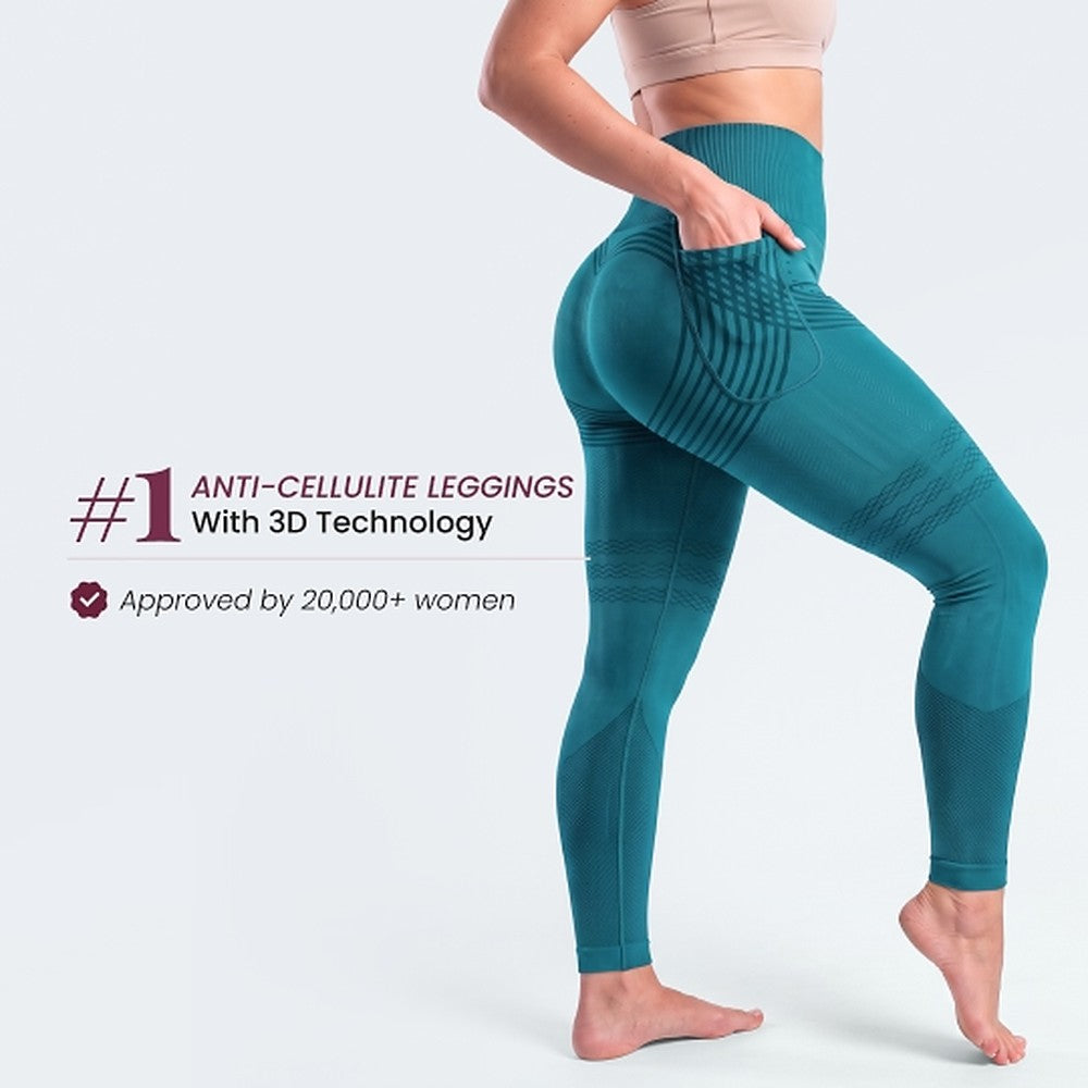 3D Pocket Legging, Teal, #1 Anti-cellulite