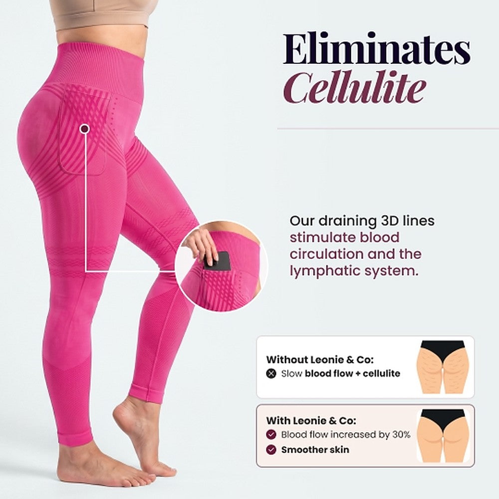 3D Pocket Legging, Pink, Eliminates Cellulite 2