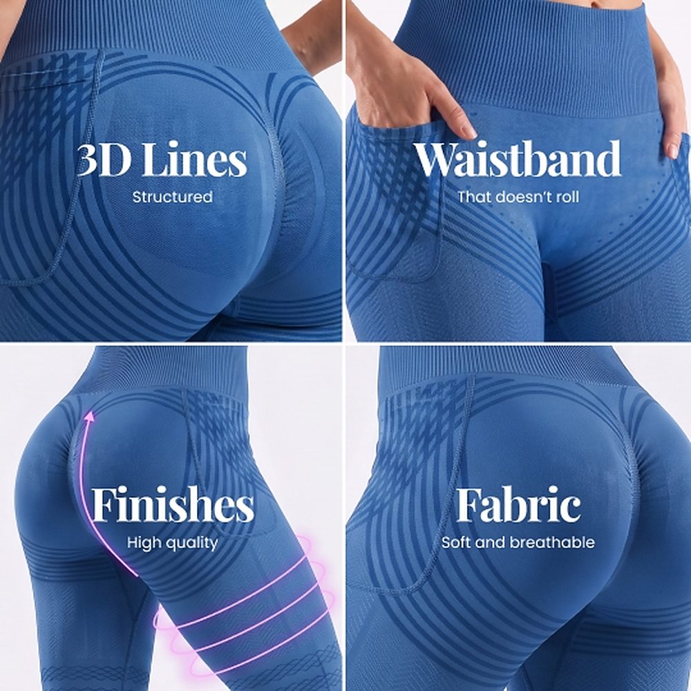 3D Pocket Legging, Sky Blue, 3D Lines