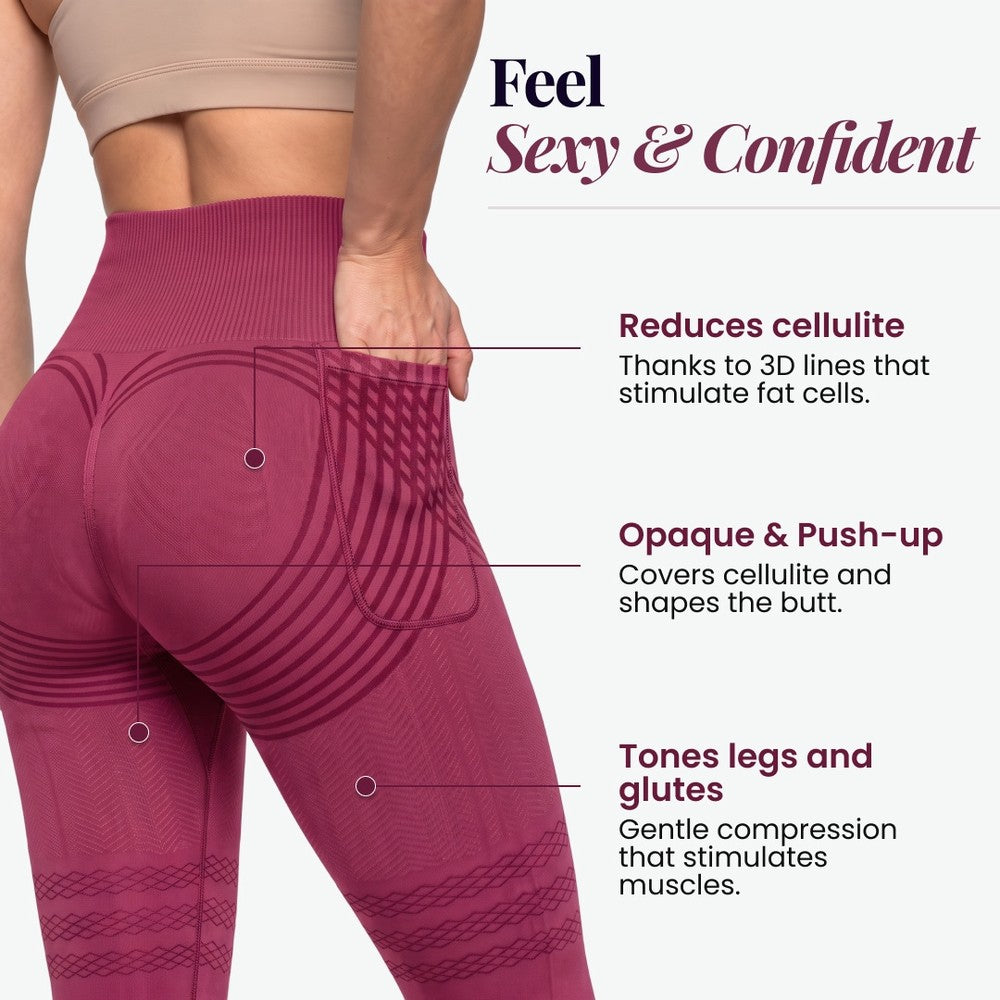 3D Pocket Legging, Wine Red, Feel Sexy