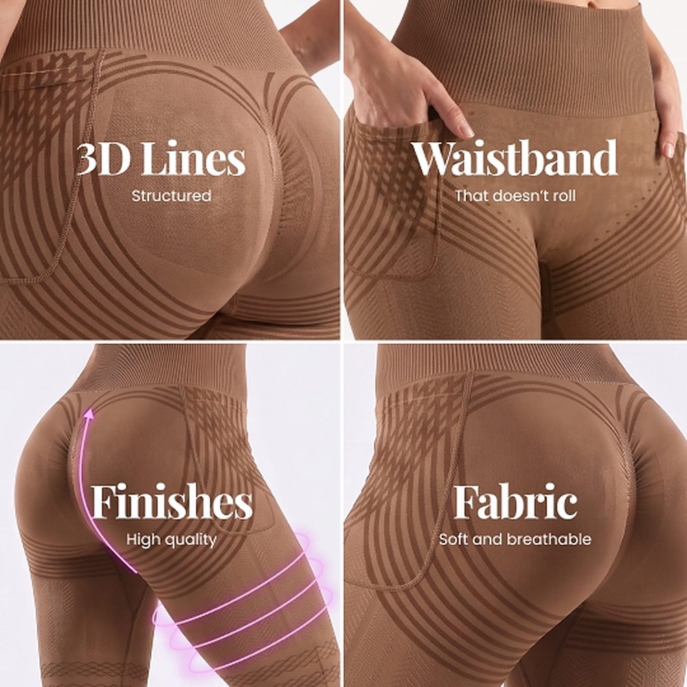 3D Pocket Legging, Chocolate Brown, 3D Lines