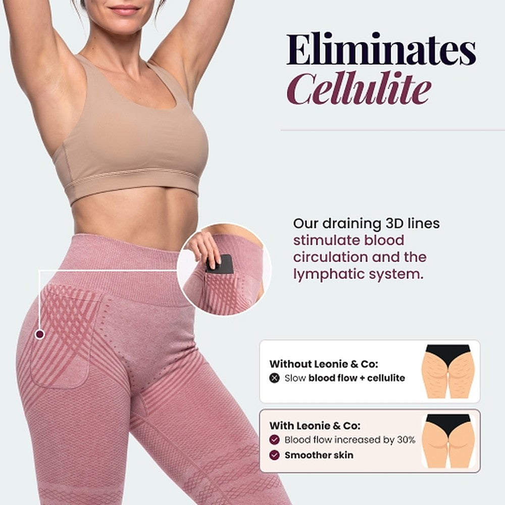 3D Pocket Legging, Blush Pink, Eliminates Cellulite