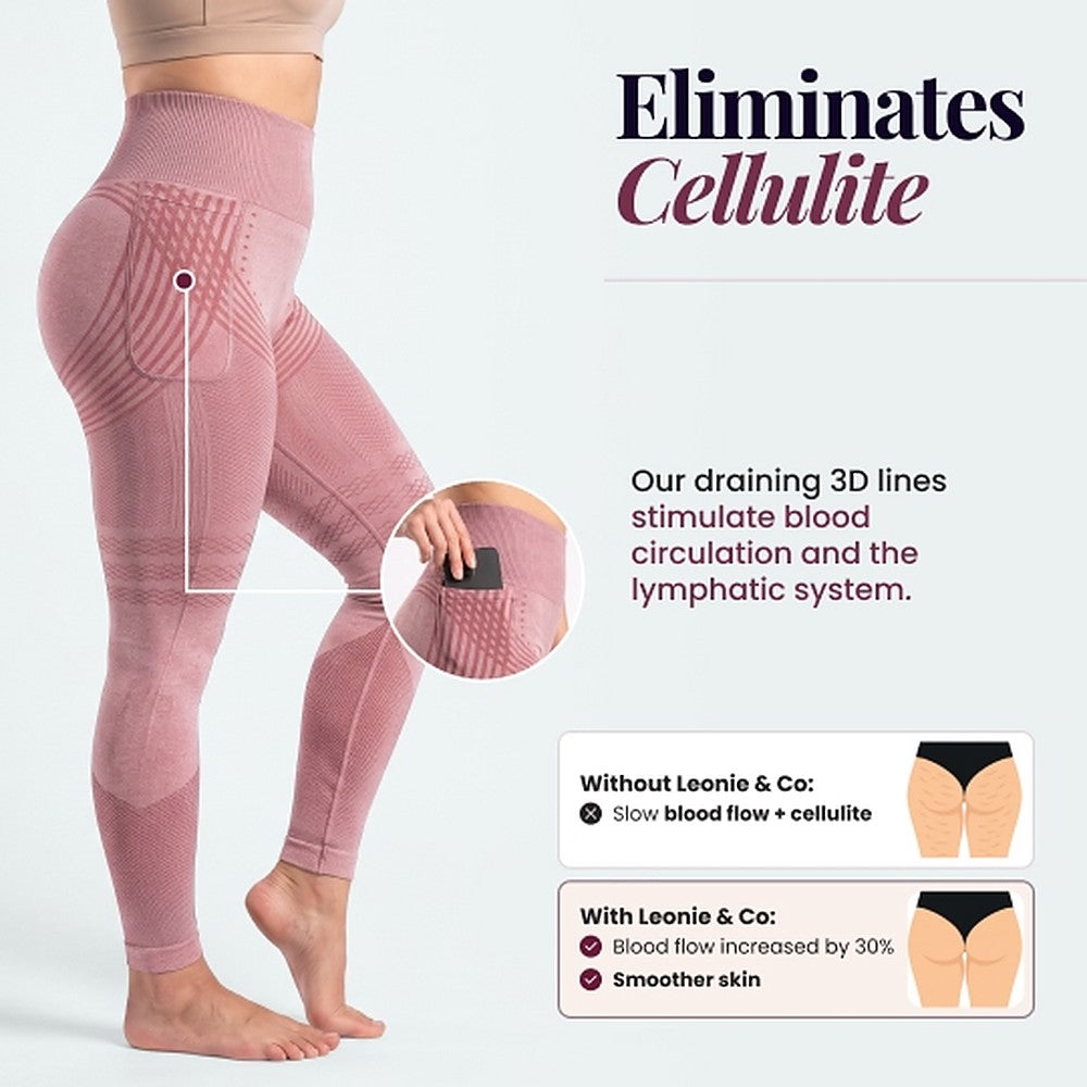 3D Pocket Legging, Blush Pink, Eliminates Cellulite 2