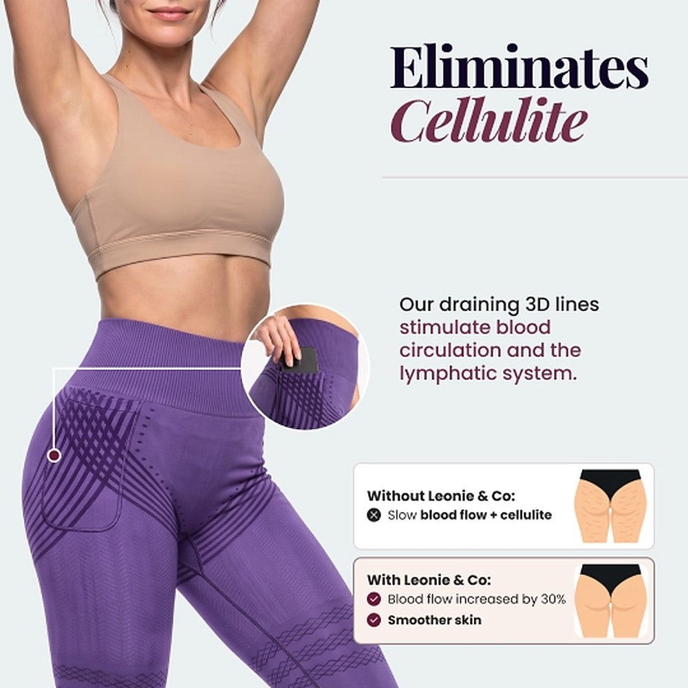 3D Pocket Legging, Purple, Eliminates Cellulite
