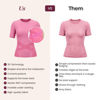 The Leonie & Co 3D Sculpting T-Shirt compared with an ordinary compression top
