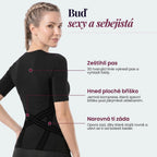 Three features of the 3D Sculpting T-Shirt: waist, midsection and posture