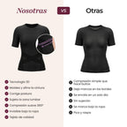 The Leonie & Co 3D Sculpting T-Shirt compared with an ordinary compression top