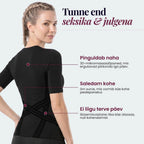 Three features of the 3D Sculpting T-Shirt: waist, midsection and posture