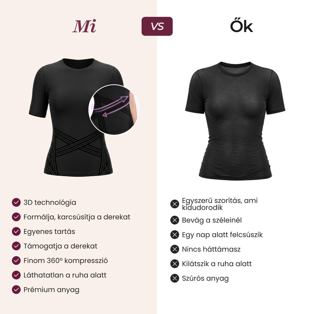 The Leonie & Co 3D Sculpting T-Shirt compared with an ordinary compression top