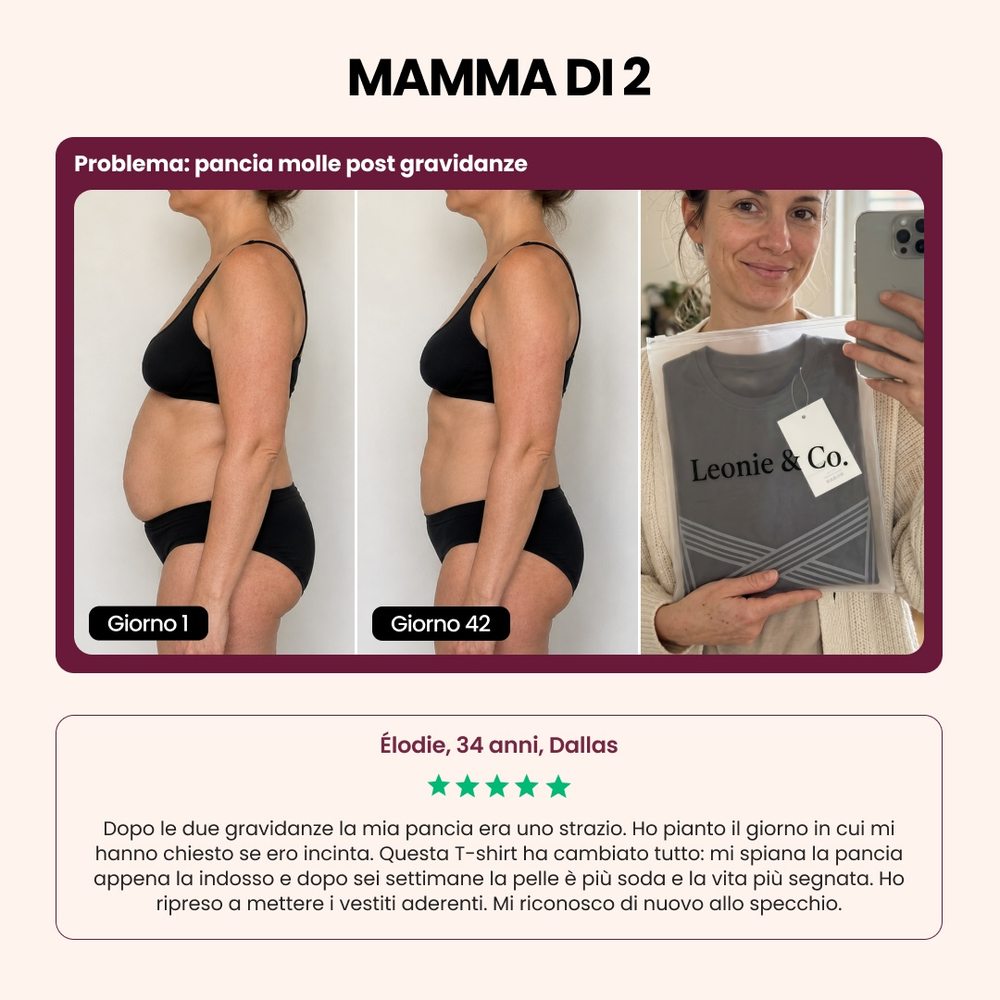 Customer review: Elodie, 34, Dallas, mother of two, on wearing the 3D Sculpting T-Shirt