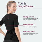 Three features of the 3D Sculpting T-Shirt: waist, midsection and posture