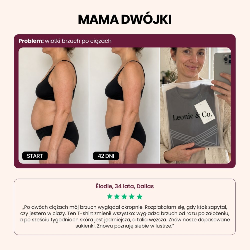 Customer review: Elodie, 34, Dallas, mother of two, on wearing the 3D Sculpting T-Shirt