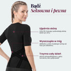 Three features of the 3D Sculpting T-Shirt: waist, midsection and posture