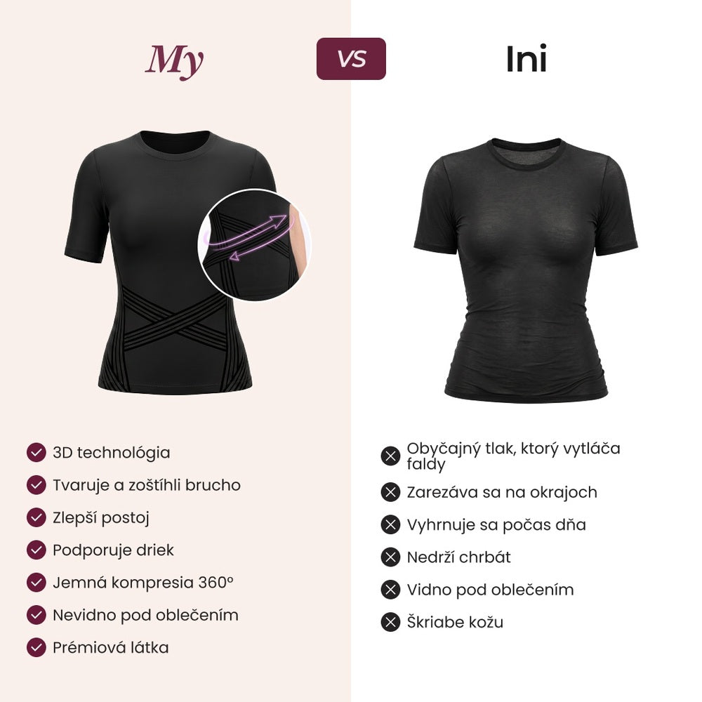 The Leonie & Co 3D Sculpting T-Shirt compared with an ordinary compression top