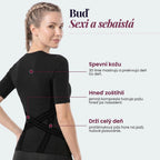 Three features of the 3D Sculpting T-Shirt: waist, midsection and posture